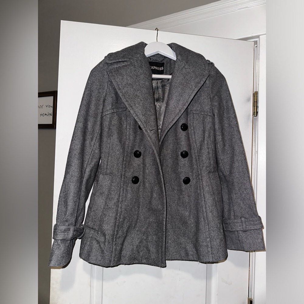 Express Gray Wool Blend Peacoat